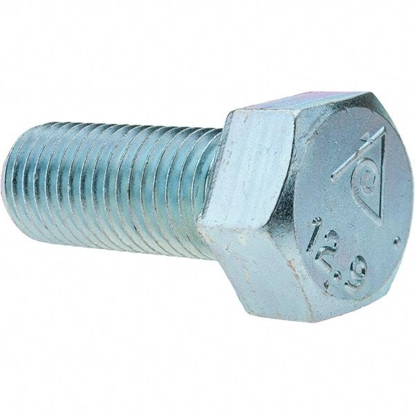 Value Collection - M20x2.50mm Metric Coarse, 50mm Length Under Head Hex Head Cap Screw - Fully Threaded, Grade 8.8 Steel, Zinc-Plated Finish, 30mm Hex - Industrial Tool & Supply