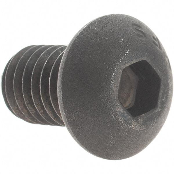 Value Collection - 3/8-16 UNC Hex Socket Drive, Button Screw - Alloy Steel, Black Oxide Finish, Fully Threaded, 5/8" Length Under Head - Industrial Tool & Supply