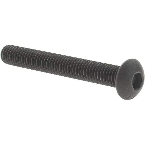Value Collection - #10-32 UNF Hex Socket Drive, Button Screw - Alloy Steel, Black Oxide Finish, Fully Threaded, 1-1/2" Length Under Head - Industrial Tool & Supply