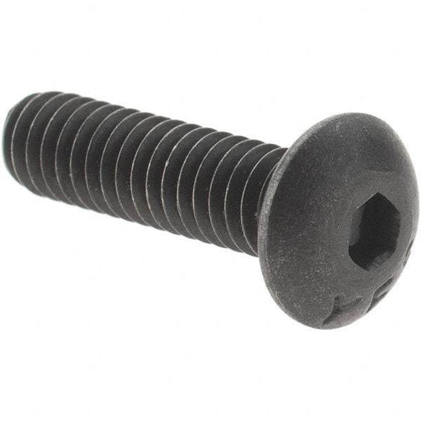 Value Collection - #8-32 UNC Hex Socket Drive, Button Screw - Alloy Steel, Black Oxide Finish, Fully Threaded, 5/8" Length Under Head - Industrial Tool & Supply