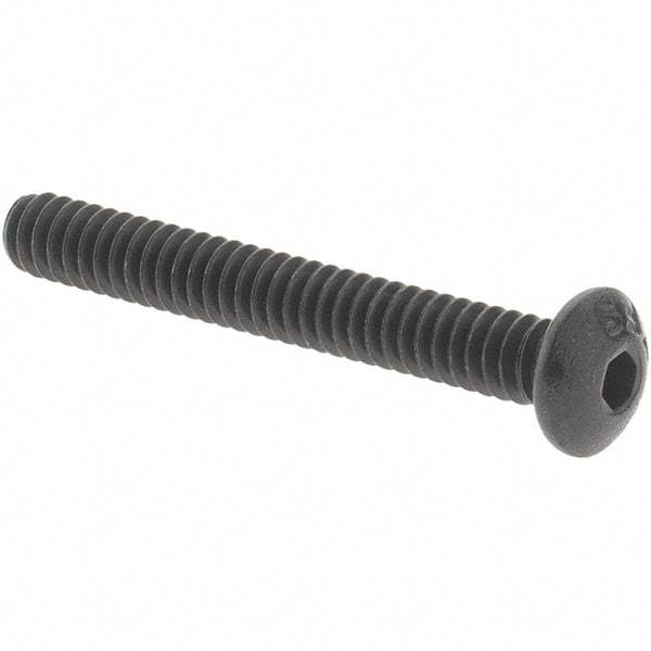 Value Collection - #4-40 UNC Hex Socket Drive, Button Screw - Alloy Steel, Black Oxide Finish, Fully Threaded, 7/8" OAL - Industrial Tool & Supply