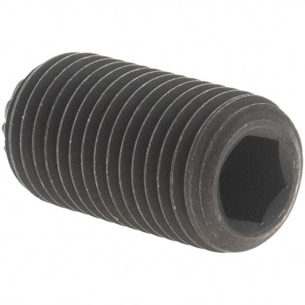 Value Collection - 3/8-24 UNF, 3/4" OAL, Knurled Cup Point Set Screw - Grade 8 Alloy Steel, 3/16" Key - Industrial Tool & Supply