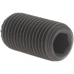 Value Collection - 3/8-24 UNF, 3/4" OAL, Knurled Cup Point Set Screw - Grade 8 Alloy Steel, 3/16" Key - Industrial Tool & Supply
