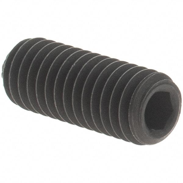 Value Collection - #10-32 UNF, 1/2" OAL, Knurled Cup Point Set Screw - Grade 8 Alloy Steel, 3/32" Key - Industrial Tool & Supply