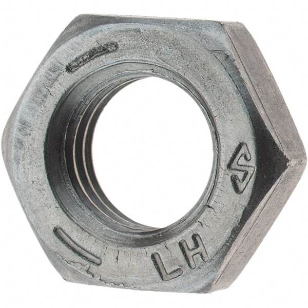 Value Collection - 5/16-24 UNF Steel Left Hand Hex Jam Nut - 1/2" Across Flats, 3/16" High, Zinc Clear Finish - Industrial Tool & Supply