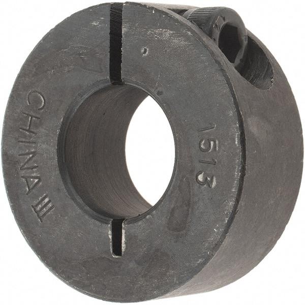 Value Collection - 15mm Bore, Steel, One Piece Clamp Collar - 1-3/8" Outside Diam - Industrial Tool & Supply