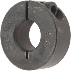 Value Collection - 15mm Bore, Steel, One Piece Clamp Collar - 1-3/8" Outside Diam - Industrial Tool & Supply