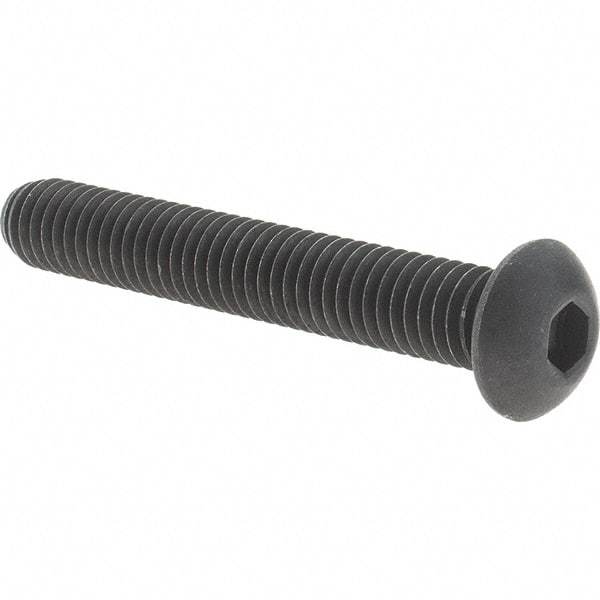 Value Collection - 3/8-16 UNC Hex Socket Drive, Button Screw - Alloy Steel, Black Oxide Finish, Fully Threaded, 2-1/2" Length Under Head - Industrial Tool & Supply