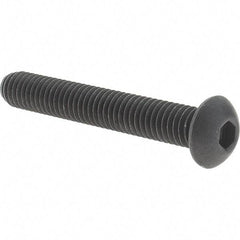 Value Collection - 3/8-16 UNC Hex Socket Drive, Button Screw - Alloy Steel, Black Oxide Finish, Fully Threaded, 2-1/2" Length Under Head - Industrial Tool & Supply