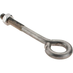 Value Collection - 5/16-18, Stainless Steel Wire Turned Open Eye Bolt - 1-1/2" Thread Length, 5/8" ID, 3" Shank Length - Industrial Tool & Supply