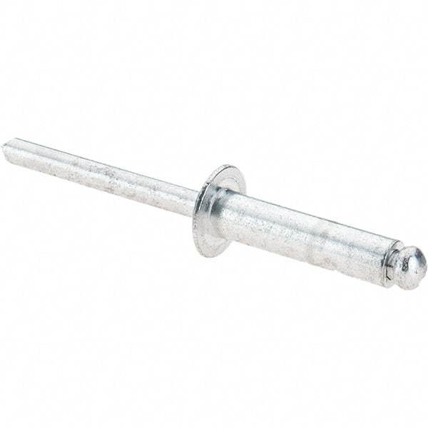 Value Collection - Size 812 Dome Head Aluminum Open End Blind Rivet - Aluminum Mandrel, 0.626" to 3/4" Grip, 1/2" Head Diam, 0.257" to 0.261" Hole Diam, 1" Length Under Head, 1/4" Body Diam - Industrial Tool & Supply