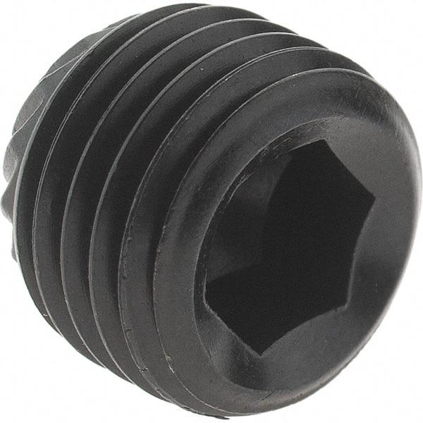 Value Collection - 3/8-24 UNF, 5/16" Long, Knurled Cup Point Set Screw - Grade 8 Alloy Steel, 3/16" Key - Industrial Tool & Supply