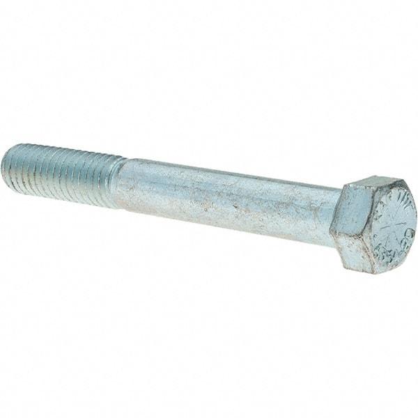 Value Collection - 7/16-14 UNC, 3-1/2" Length Under Head Hex Head Cap Screw - Partially Threaded, Grade 8 Alloy Steel, Zinc-Plated Finish, 5/8" Hex - Industrial Tool & Supply