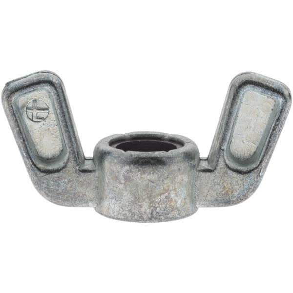 Value Collection - 3/8-16 UNC, Zinc Plated, Zinc Alloy Nylon-Insert Locking Wing Nut - Grade 2, 1-1/2" Wing Span, 0.718" Wing Span - Industrial Tool & Supply