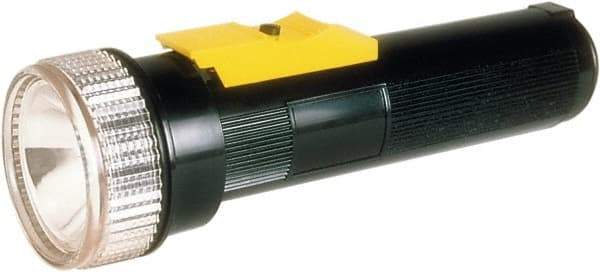 Ability One - LED Bulb, Industrial/Tactical Flashlight - Black, Yellow Plastic Body, D Alkaline Batteries Not Included - Industrial Tool & Supply