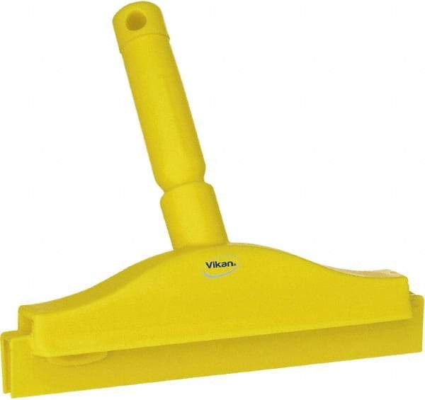 Vikan - 10" Rubber Blade Floor Squeegee - Double Edge, Yellow, Plastic Holder - Industrial Tool & Supply