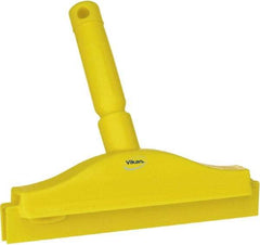 Vikan - 10" Rubber Blade Floor Squeegee - Double Edge, Yellow, Plastic Holder - Industrial Tool & Supply