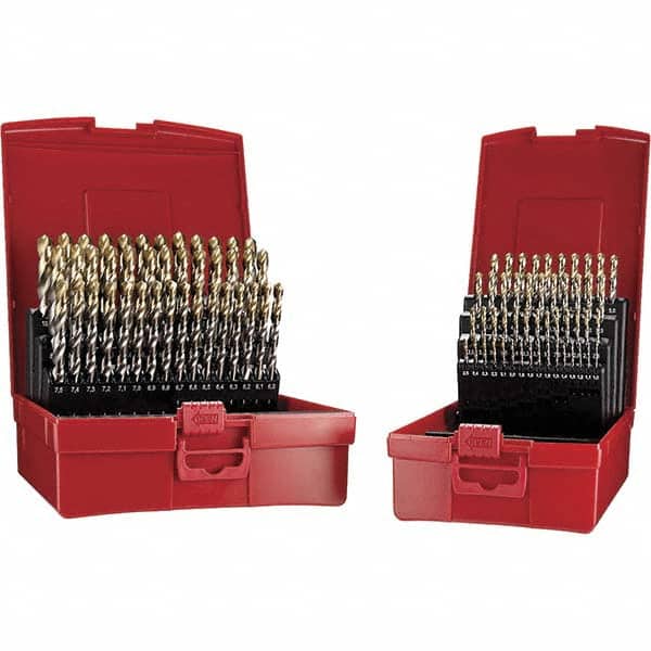 DORMER - 1 to 10mm, 118° Point, TiN Finish, High Speed Steel Jobber Length Drill Bit Set - Industrial Tool & Supply