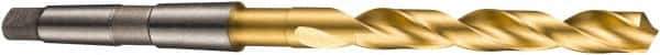 DORMER - 19mm, 2MT 118° Point High Speed Steel Taper Shank Drill Bit - TiN Finish, 135mm Flute Length, 233mm OAL, Spiral Flute, Series A530 - Industrial Tool & Supply