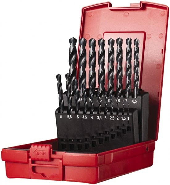 DORMER - 1 to 10mm, 118° Point, Oxide Finish, High Speed Steel Jobber Length Drill Bit Set - Industrial Tool & Supply