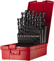 DORMER - 1/16 to 1/2", 118° Point, Oxide Finish, High Speed Steel Jobber Length Drill Bit Set - Industrial Tool & Supply