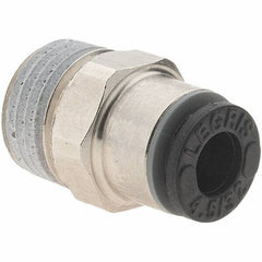 Parker - 5/32" Outside Diam, 1/8 BSPT, Nickel Plated Brass Push-to-Connect Tube Male Connector - 290 Max psi - Industrial Tool & Supply