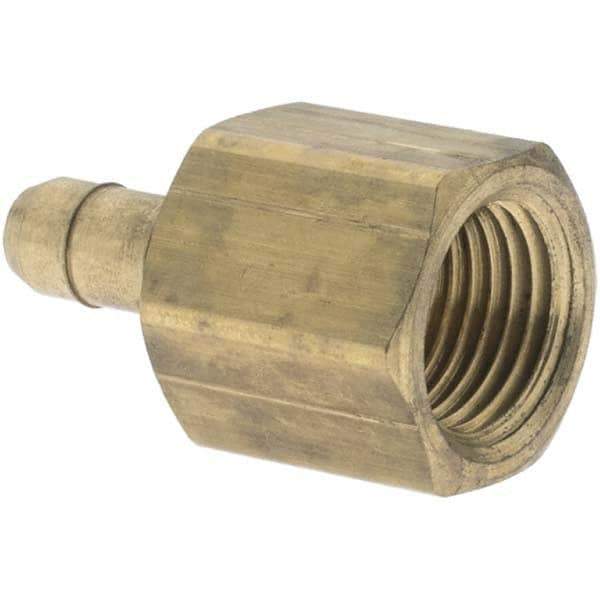 Parker - 0.17" ID, 1/8-27 Thread, Metal Barbed Tube Female Connector - Brass - Industrial Tool & Supply