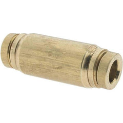 Parker - 1/4" Outside Diam, Brass Push-to-Connect Tube Union - Tube to Tube Connection, Nitrile O-Ring - Industrial Tool & Supply