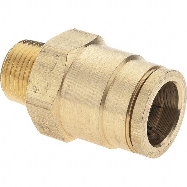 Parker - 5/8" Outside Diam, 3/8 NPTF, Brass Push-to-Connect Tube Male Connector - Tube to Male NPT Connection, Nitrile O-Ring - Industrial Tool & Supply