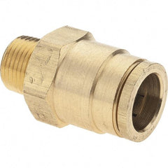 Parker - 5/8" Outside Diam, 3/8 NPTF, Brass Push-to-Connect Tube Male Connector - Tube to Male NPT Connection, Nitrile O-Ring - Industrial Tool & Supply