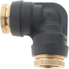 Parker - 1/2" Outside Diam, Brass Push-to-Connect Tube Union Elbow - 250 Max psi, Tube to Tube Connection - Industrial Tool & Supply