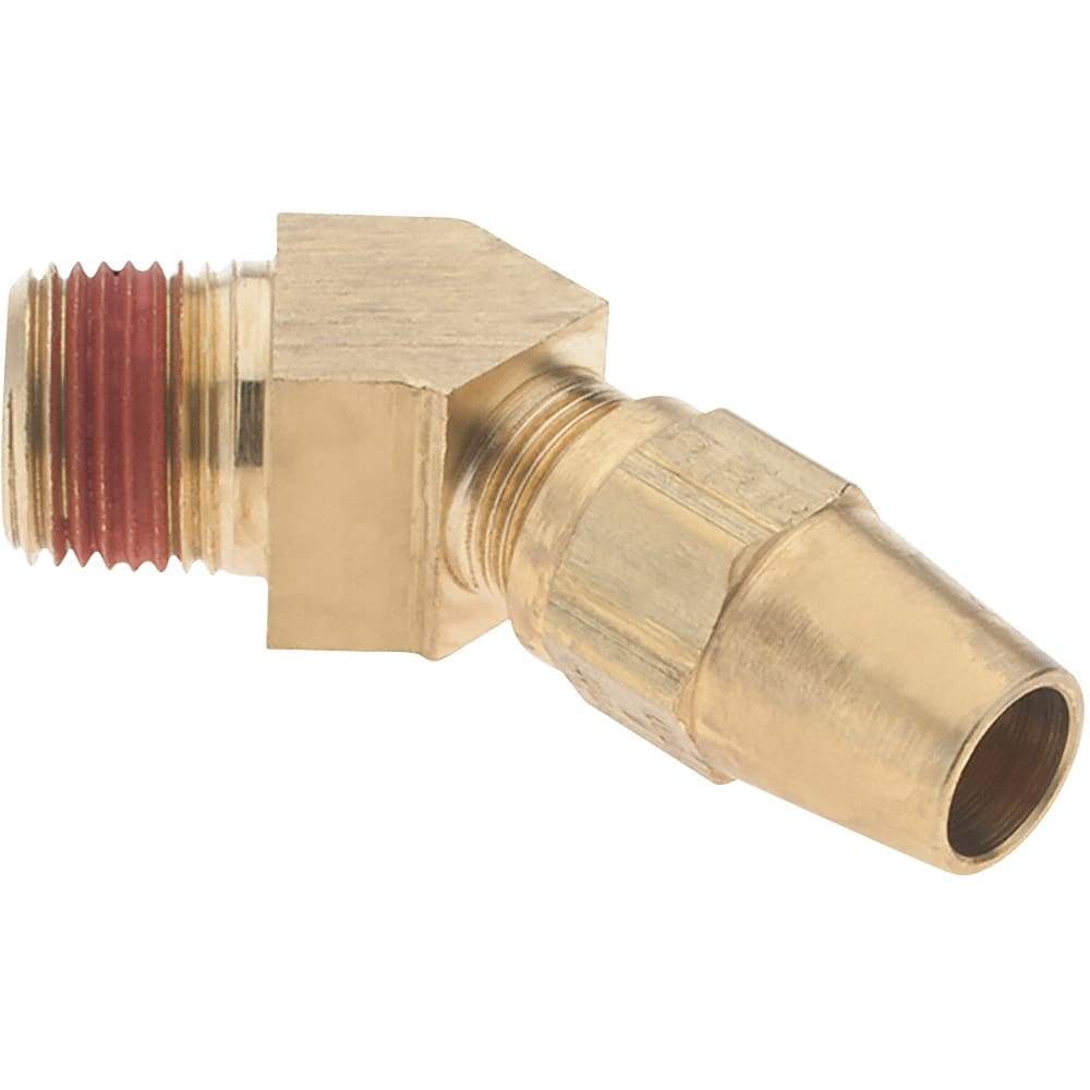 Parker - 3/8" OD, Brass Male 45° Elbow - 400 Max Working psi, - Industrial Tool & Supply