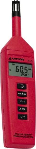 Amprobe - -4 to 140°F, 0 to 100% Humidity Range, Temp and Humidity Recorder - 3% Relative Humidity Accuracy, 0.1% RH, 0.1° F/C Resolution - Industrial Tool & Supply