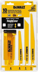 DeWALT - 10 Pieces, 6" to 9" Long x 0.04" Thickness, Bi-Metal Reciprocating Saw Blade Set - Straight Profile, 6 to 18 Teeth, Toothed Edge - Industrial Tool & Supply