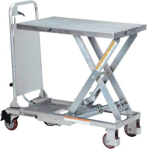 Vestil - 400 Lb Capacity Manual Scissor Elevating Cart - 8-3/4" to 29" Lift Height, 27-1/2" Platform Length x 17-5/8" Platform Width - Industrial Tool & Supply