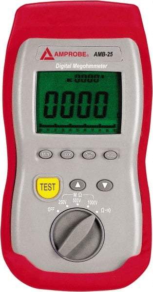 Amprobe - Digital LCD Display, 2,000 Megohm Electrical Insulation Resistance Tester & Megohmmeter - 1,000 VDC Max Test Voltage, Powered by 1.5V AA Battery - Industrial Tool & Supply