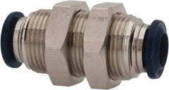 Value Collection - 3/8" Outside Diam, Nickel Plated Brass Push-to-Connect Tube Bulkhead Union - 250 Max psi, Tube to Tube Connection, Buna O-Ring - Industrial Tool & Supply