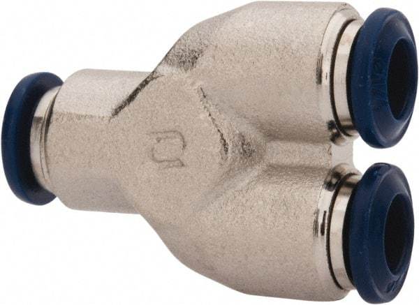 Value Collection - 5/16" Outside Diam, Nickel Plated Brass Push-to-Connect Tube Union Y - 250 Max psi, Tube to Tube Connection, Buna O-Ring - Industrial Tool & Supply