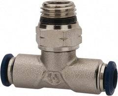 Value Collection - 5/32" Outside Diam, 1/4 Universal, Nickel Plated Brass Push-to-Connect Tube Male Swivel Branch Tee - 250 Max psi, Tube to Universal Thread Connection, Buna O-Ring - Industrial Tool & Supply