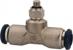 Value Collection - 1/8" Outside Diam, 10-32 Universal, Nickel Plated Brass Push-to-Connect Tube Male Swivel Branch Tee - 250 Max psi, Tube to Universal Thread Connection, Buna O-Ring - Industrial Tool & Supply