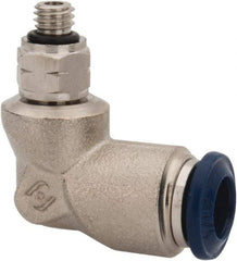Value Collection - 1/4" Outside Diam, 10-32 Universal, Nickel Plated Brass Push-to-Connect Tube Male Swivel Elbow - 250 Max psi, Tube to Universal Thread Connection, Buna O-Ring - Industrial Tool & Supply