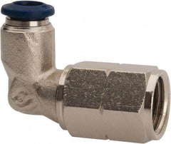 Value Collection - 1/4" Outside Diam, 1/4 NPTF, Nickel Plated Brass Push-to-Connect Tube Female Elbow - 250 Max psi, Tube to Female NPT Connection, Buna O-Ring - Industrial Tool & Supply