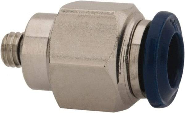 Value Collection - 1/4" Outside Diam, 10-32 Universal, Nickel Plated Brass Push-to-Connect Tube Male Connector - 250 Max psi, Tube to Universal Thread Connection, Buna O-Ring - Industrial Tool & Supply