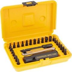 Chapman - 27 Piece, Screwdriver 1/4" Bit Ratchet Bit Set - #1 to #2 Phillips, 0.05 to 1/4" Hex, 1.5 to 6mm Hex - Industrial Tool & Supply
