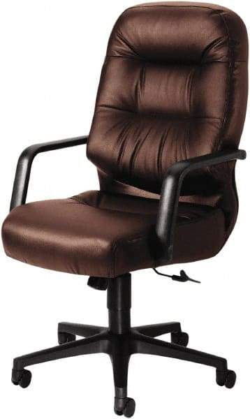 Hon - 46-1/2" High Executive High Back Leather Chair - 26" Wide x 29-3/4" Deep, Leather, Memory Foam Seat, Burgundy - Industrial Tool & Supply