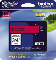 Brother - 3/4" Wide x 314.4" Long, Red Plastic/Paper Tape Cassette - For Label Maker - Industrial Tool & Supply