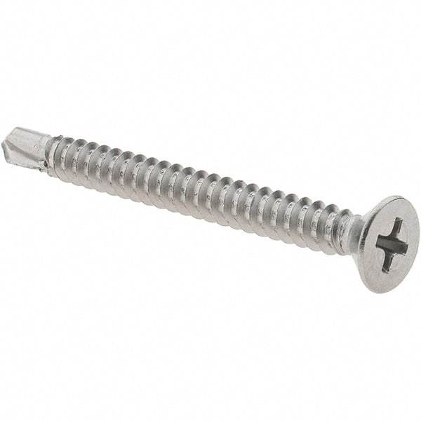 Value Collection - #10, Flat Head, Phillips Drive, 2" OAL, #3 Point, Self Drilling Screw - Grade 410 Stainless Steel - Industrial Tool & Supply