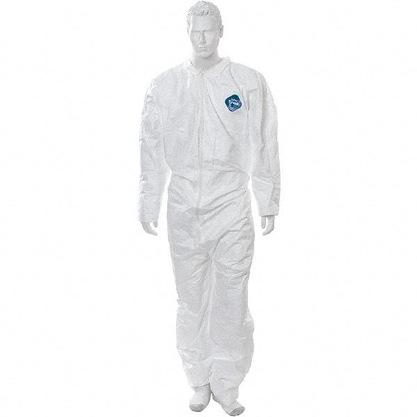 Value Collection - Size 3XL Film Laminate General Purpose Coveralls - White, Zipper Closure, Open Cuffs, Open Ankles - Industrial Tool & Supply
