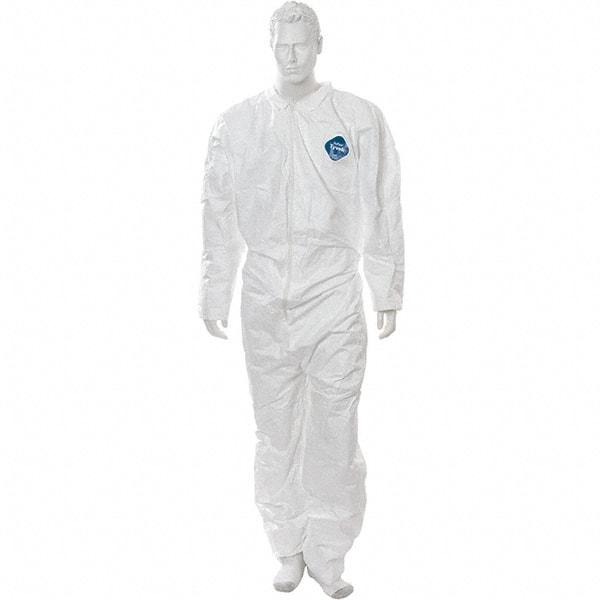 Value Collection - Size M Film Laminate General Purpose Coveralls - White, Zipper Closure, Open Cuffs, Open Ankles - Industrial Tool & Supply