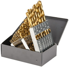 Chicago-Latrobe - 1/16 to 1/2", 135° Point, TiN Finish, Cobalt Jobber Length Drill Bit Set - Industrial Tool & Supply